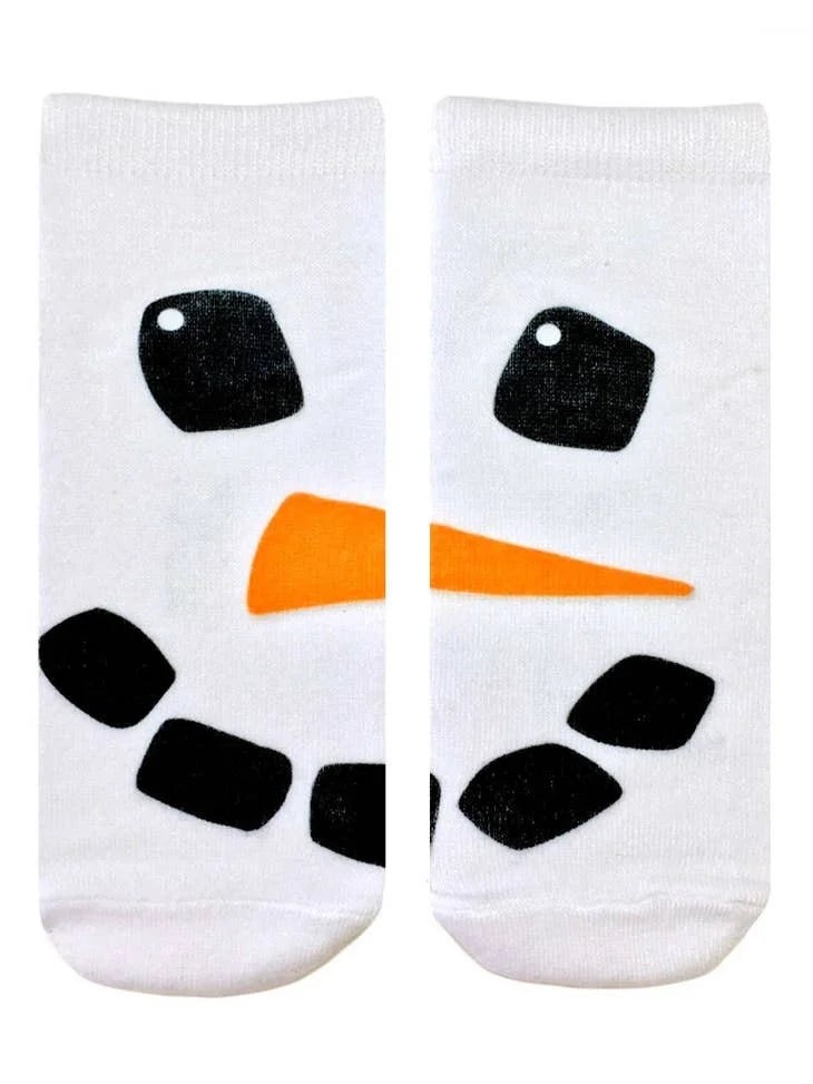 Snowman Face Ankle Socks | Living Royal
