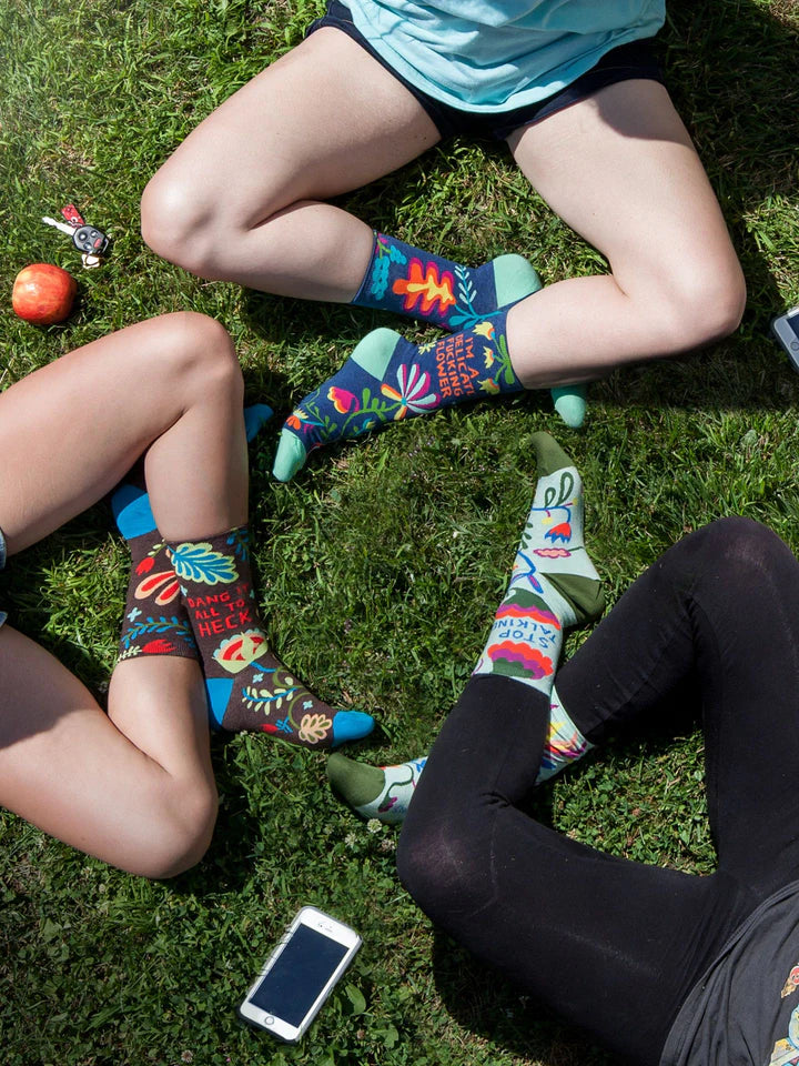 Stop Talking | Women's Crew Socks | Blue Q