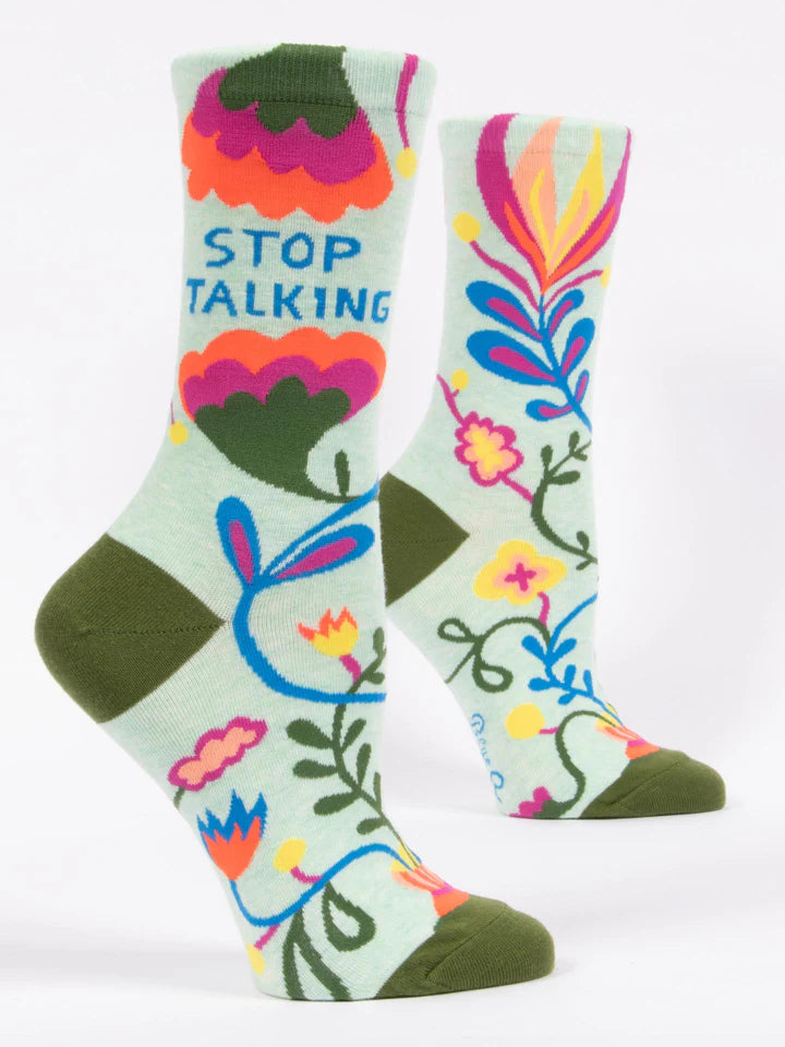 Stop Talking | Women's Crew Socks | Blue Q