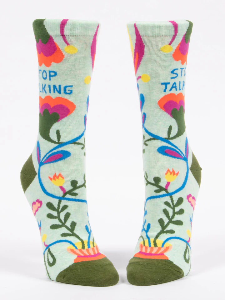 Stop Talking | Women's Crew Socks | Blue Q