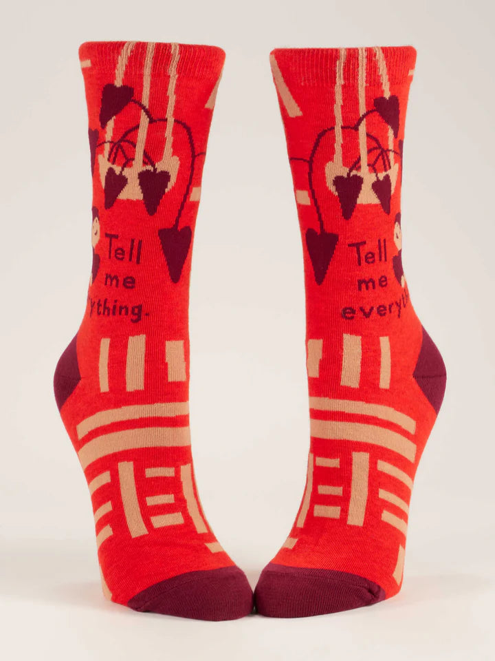 Tell Me Everything | Women's Crew Socks | Blue Q