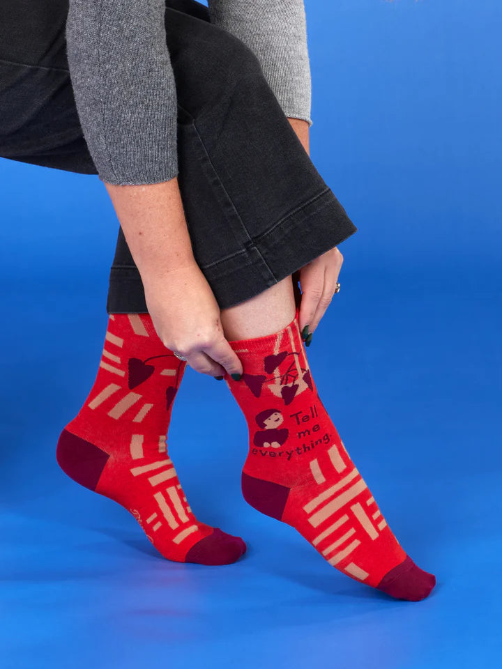 Tell Me Everything | Women's Crew Socks | Blue Q