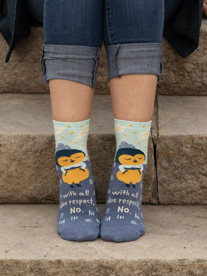 With All Due Respect, No. | Women's Ankle Socks | Blue Q