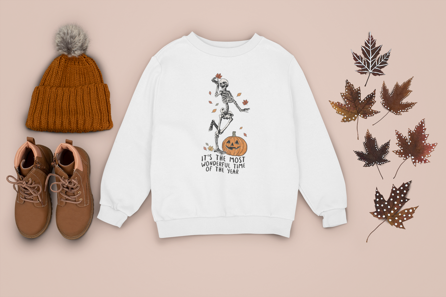 Most Wonderful Time of the Year Skeleton | Crewneck Sweatshirt (Toddler 2T to Adult 5X)