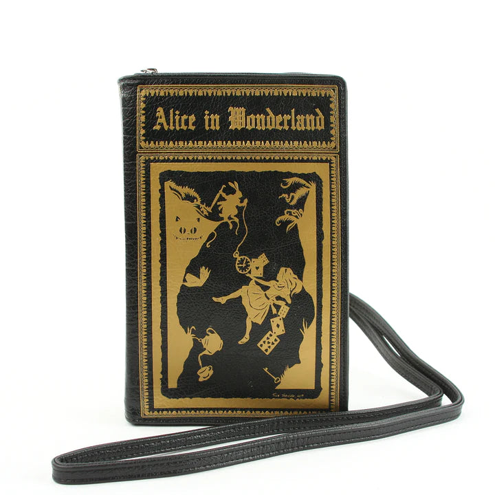 Alice in Wonderland Book Clutch Bag in Vinyl | Black