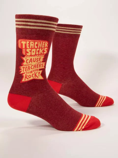 Teacher Socks 'Cause Teachers Rock! | Men's Crew Socks | Blue Q