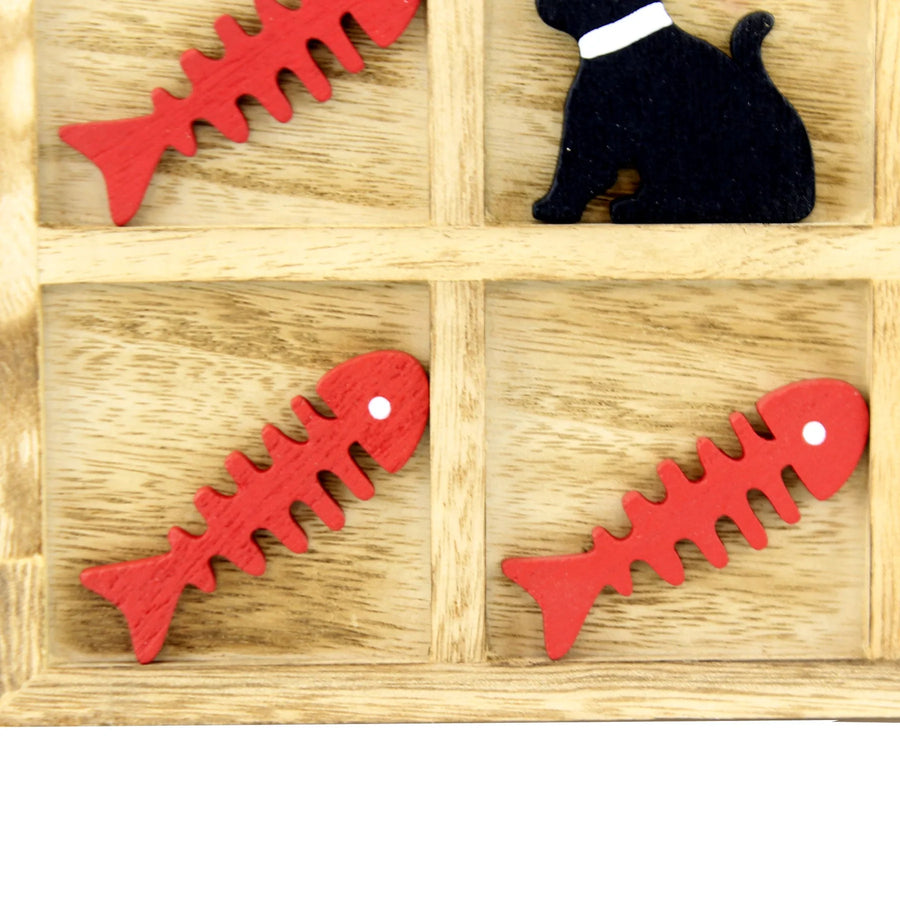 Wooden Tic Tac Toe Game | Cat