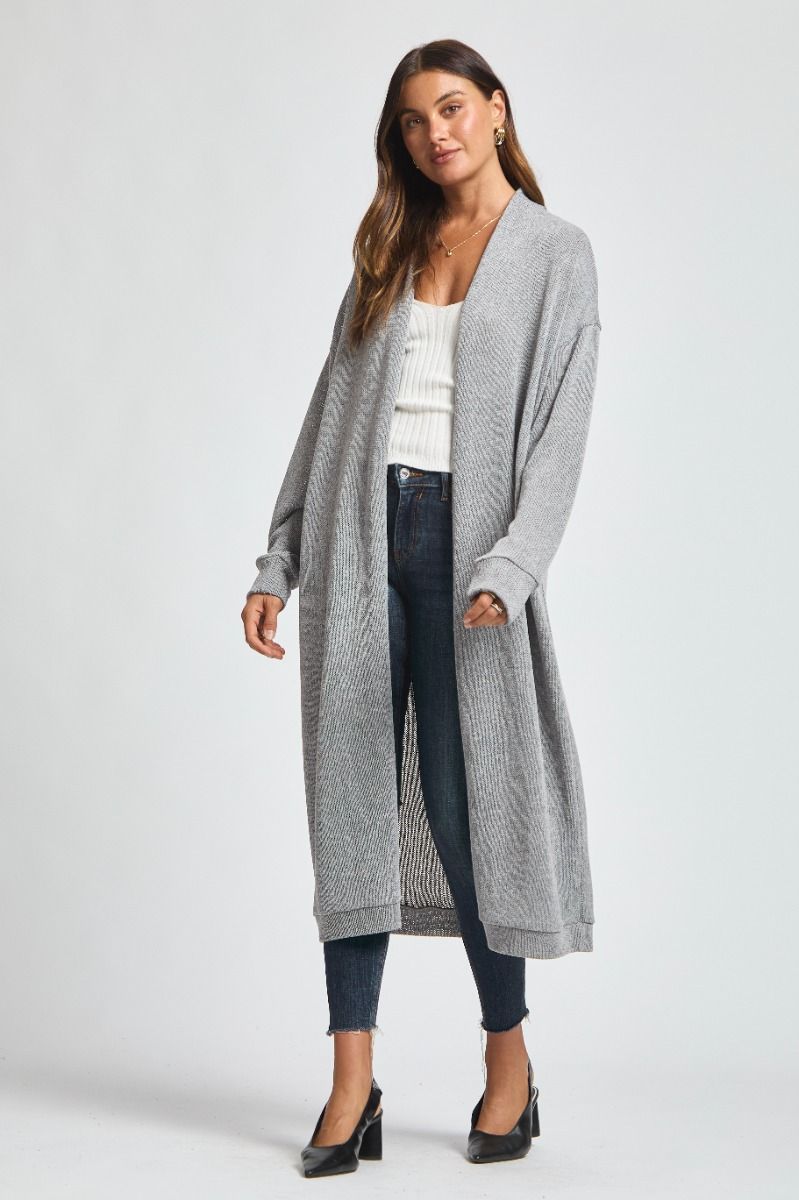 Hideaway | Cozy Lightweight Long Cardigan | Soft Grey