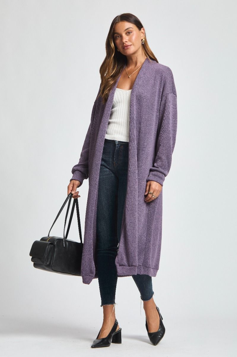 Hideaway | Cozy Lightweight Long Cardigan | Violet Dream