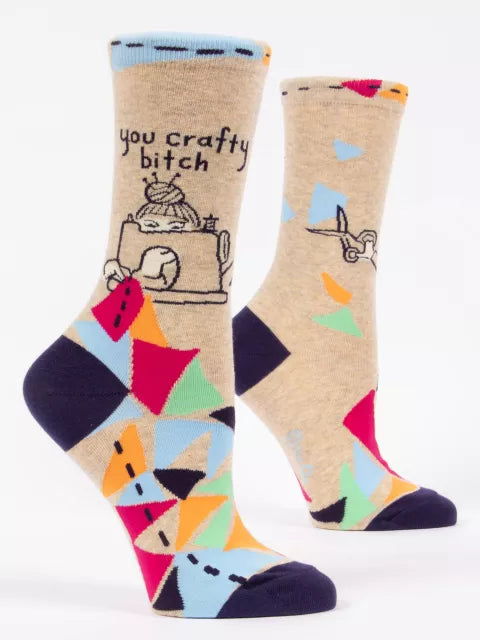 You Crafty B*tch | Women's Crew Socks | Blue Q