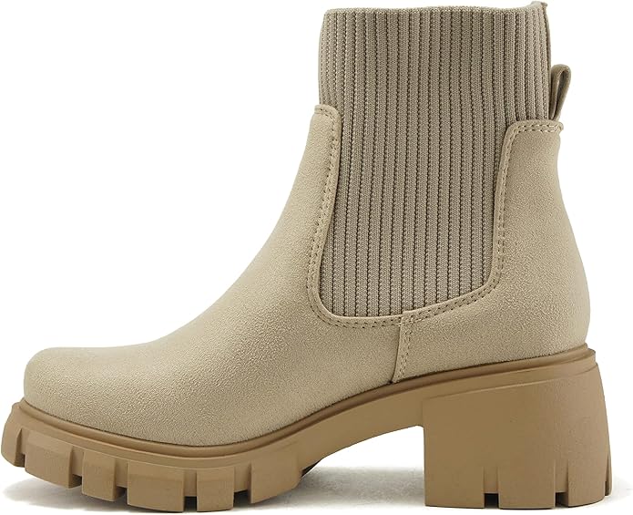 Zordy | Lug Sole Heeled Chelsea Boots | Light Wheat