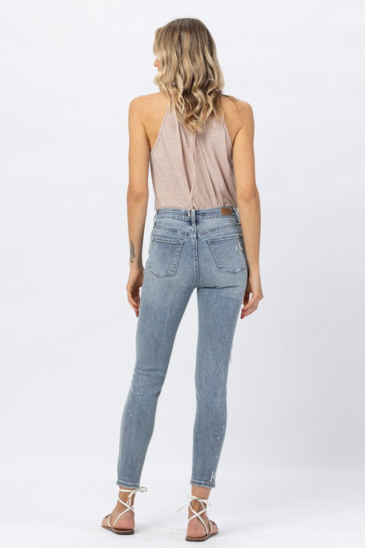Midrise Lace Patch Skinny Jeans *FINAL SALE*