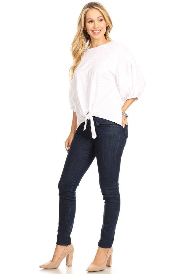 Candice 3/4 Sleeve Top with Front Tie *FINAL SALE*
