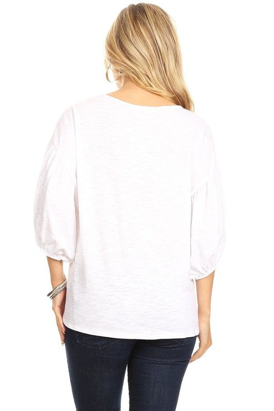 Candice 3/4 Sleeve Top with Front Tie *FINAL SALE*