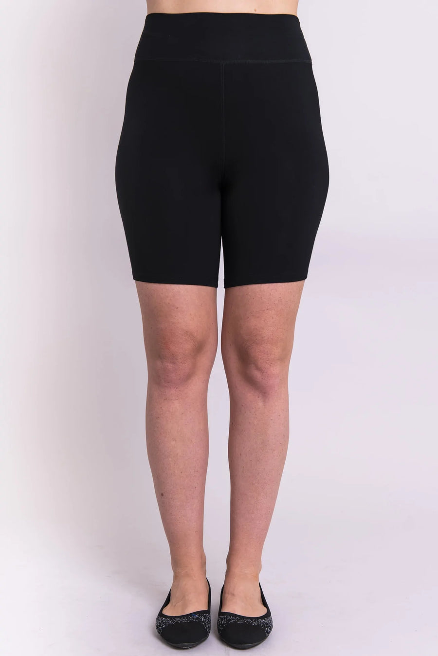 Bamboo Biker Shorts with Yoga Waistband - Black