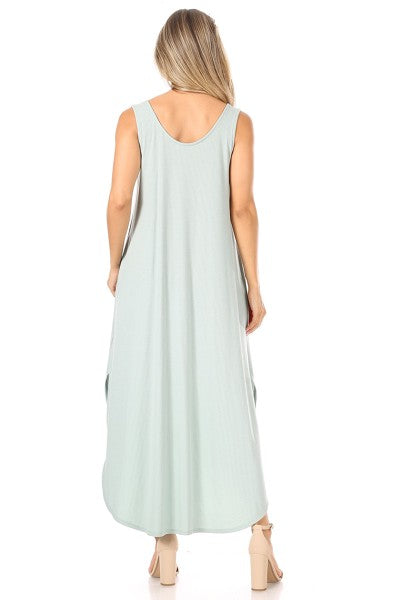 Stacey Ribbed Knit Sleeveless Dress with Pockets