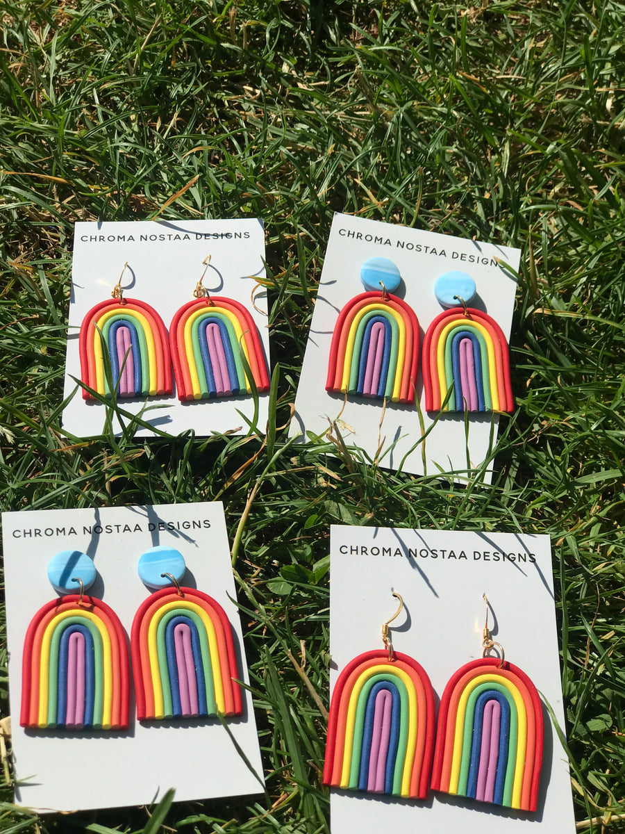 🌈Rainbow Polymer Clay Earrings 🌈