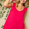 Jersey V Neck Tank with Ruffle Detail *FINAL SALE*