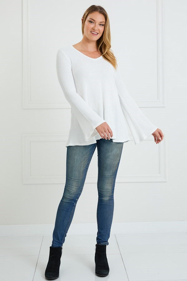 Shirley | V Neck Top with Bell Sleeves