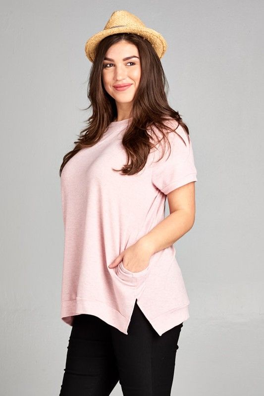 High Low Crewneck Tunic with Pockets *FINAL SALE*