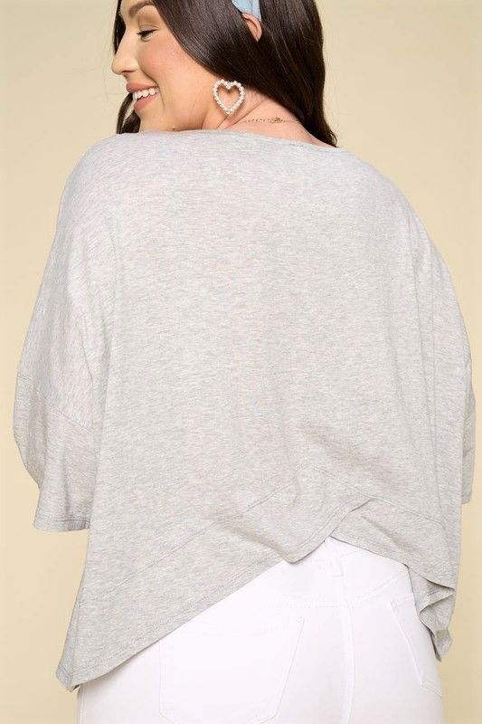 Casual Top with Pleated Bell Sleeves and Cropped Back *FINAL SALE*