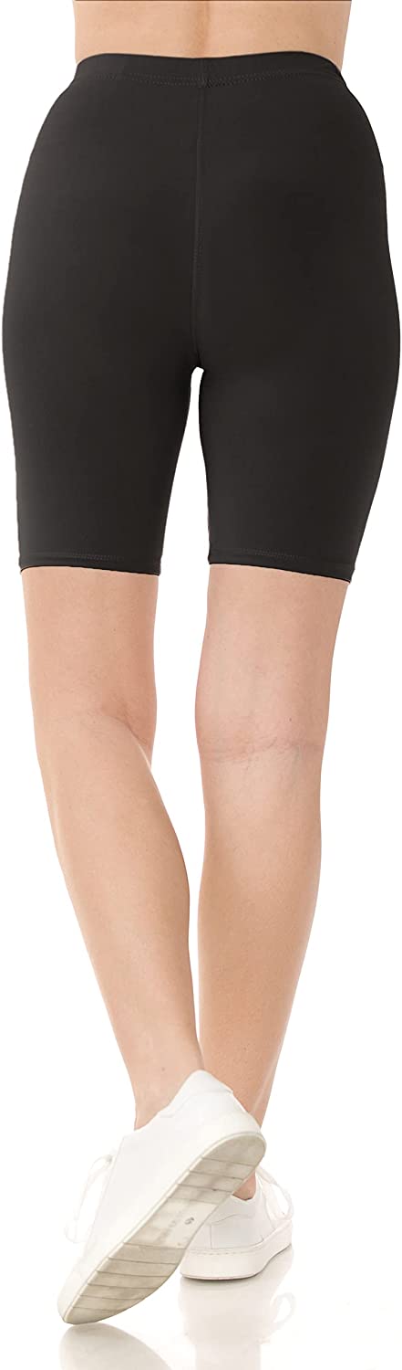Black Solid High-Waisted Biker Shorts