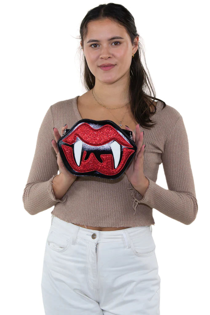 Vampire Mouth Cross Body Bag In Vinyl Material (Sleepyville Critters Collection)
