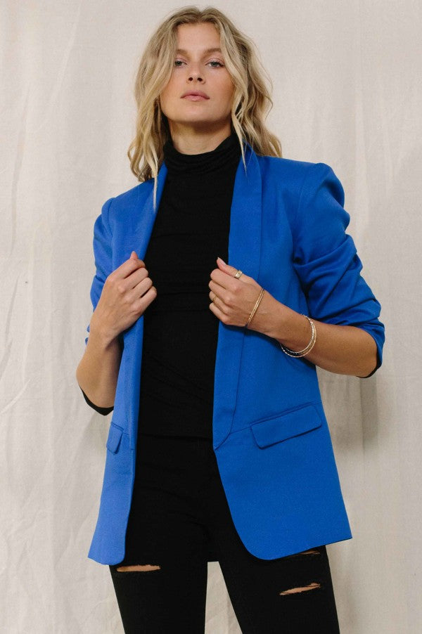 Jesse Collared Blazer with Ruched Sleeves *FINAL SALE*