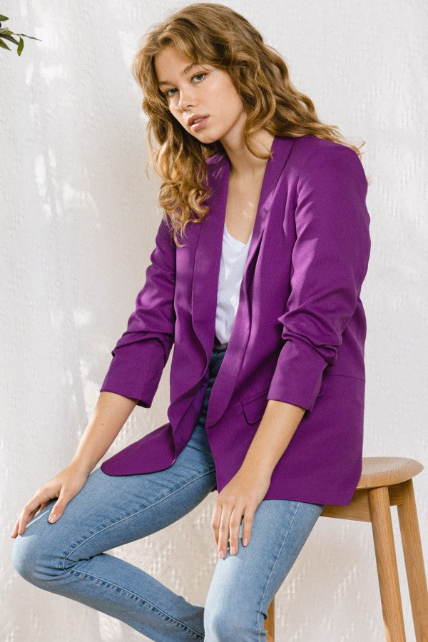 Jesse Collared Blazer with Ruched Sleeves *FINAL SALE*