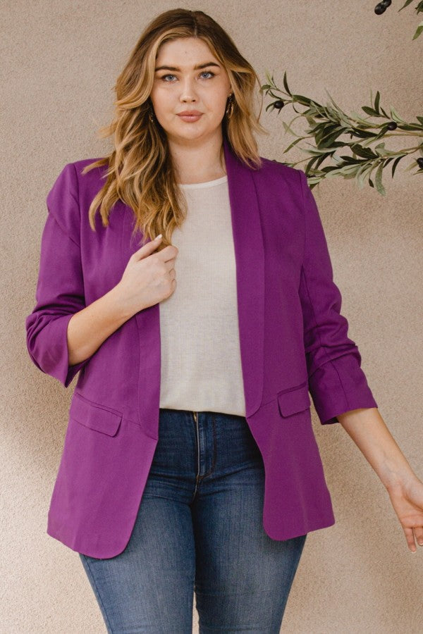Jesse Collared Blazer with Ruched Sleeves *FINAL SALE*