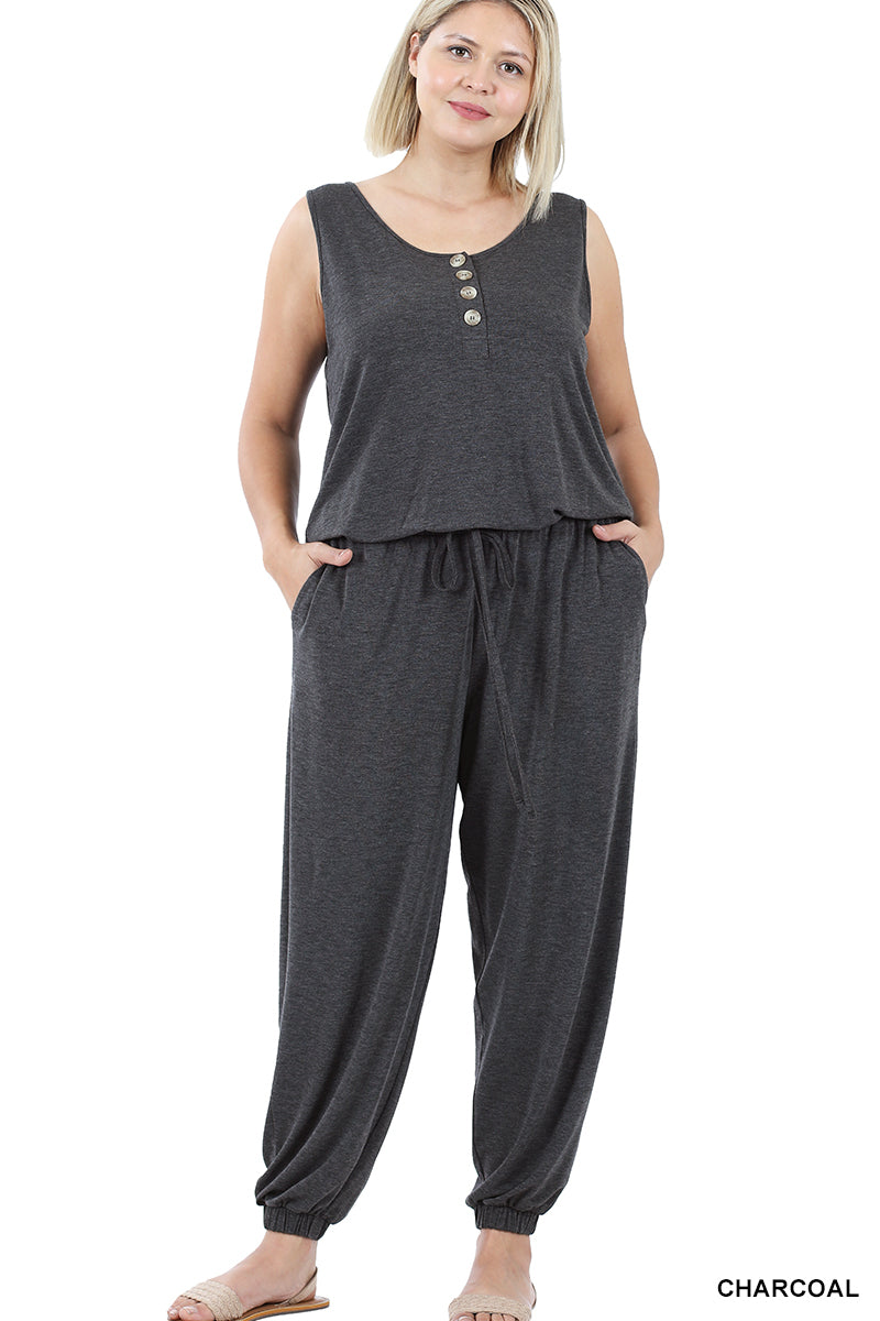 Sleeveless Jogger Jumpsuit with Pockets *FINAL SALE*