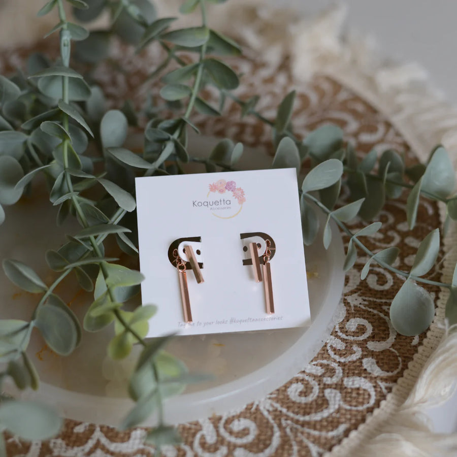 Double Dash Rose Gold Earrings (Koquetta Accessories)