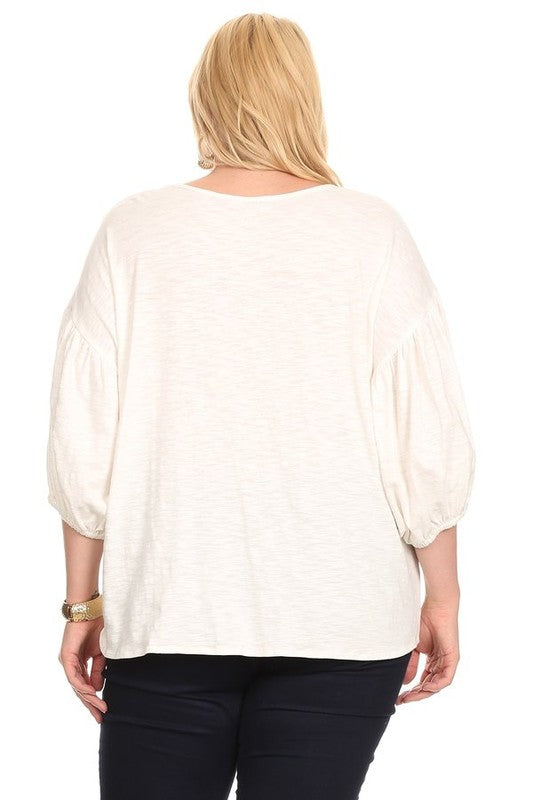 Candice 3/4 Sleeve Top with Front Tie *FINAL SALE*