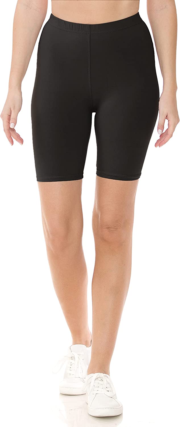 Black Solid High-Waisted Biker Shorts