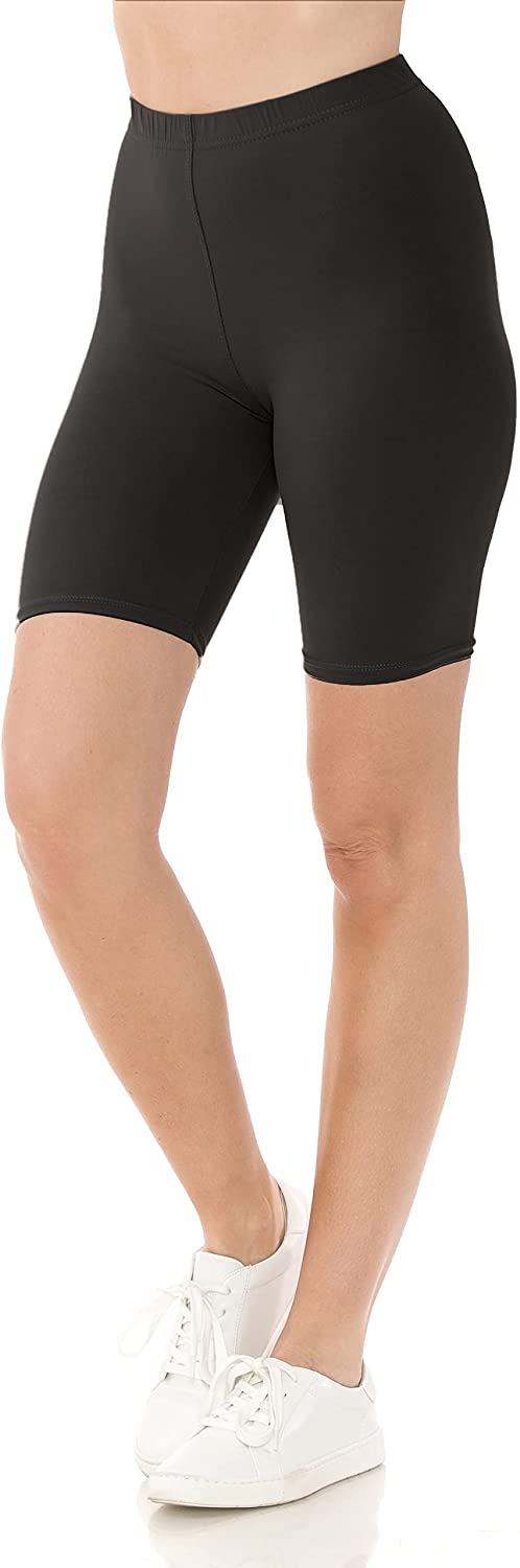 Black Solid High-Waisted Biker Shorts