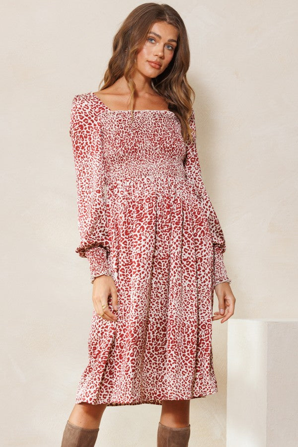 Satin Animal Print Midi Dress *FINAL SALE*