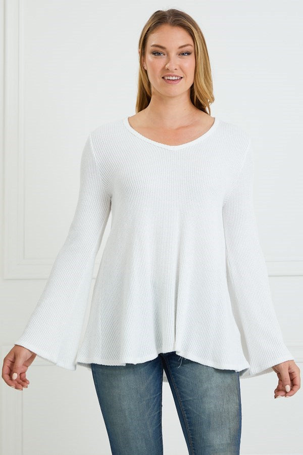 Shirley | V Neck Top with Bell Sleeves