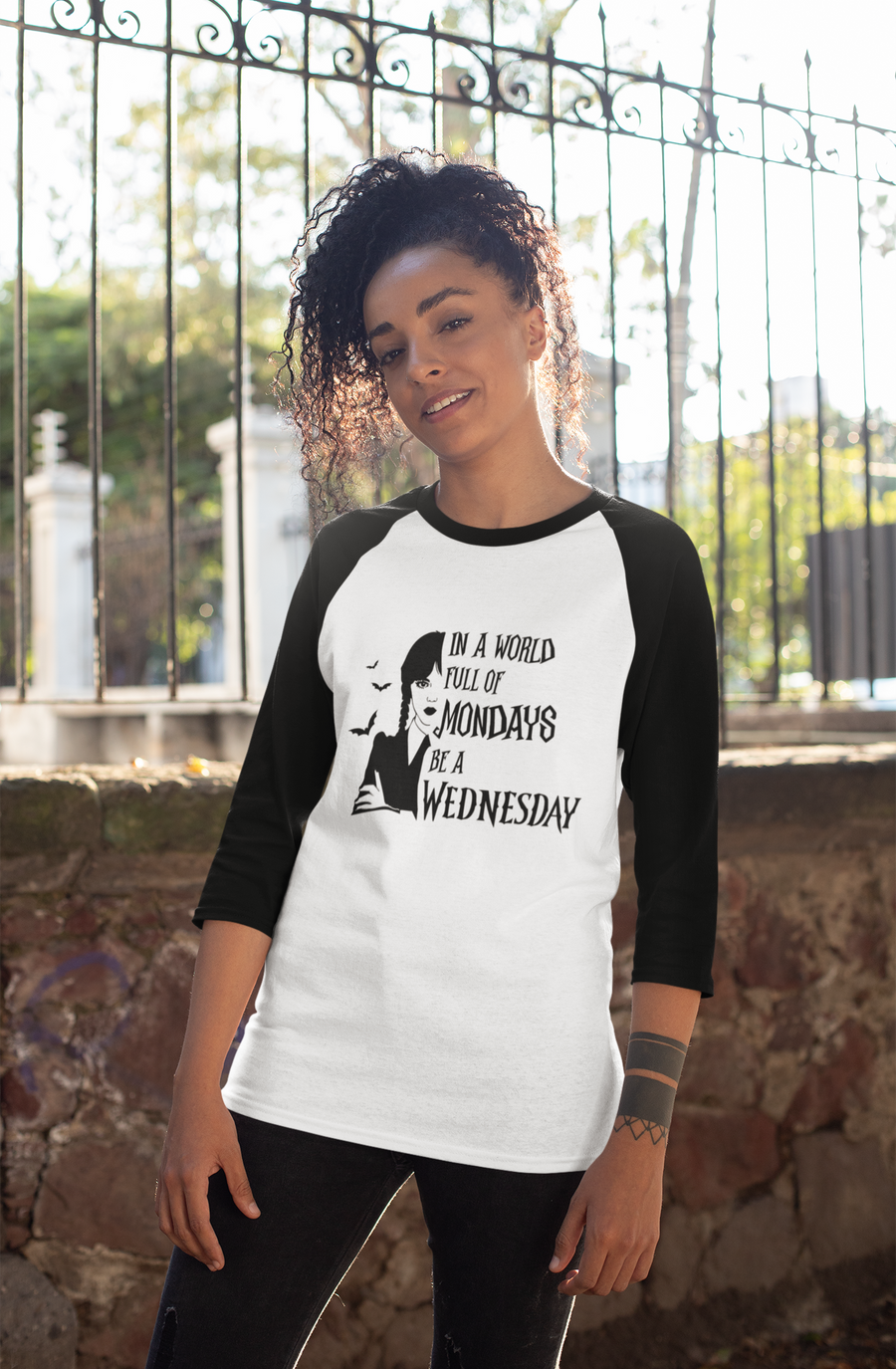 In A World Full of Mondays Be A Wednesday Raglan Tee