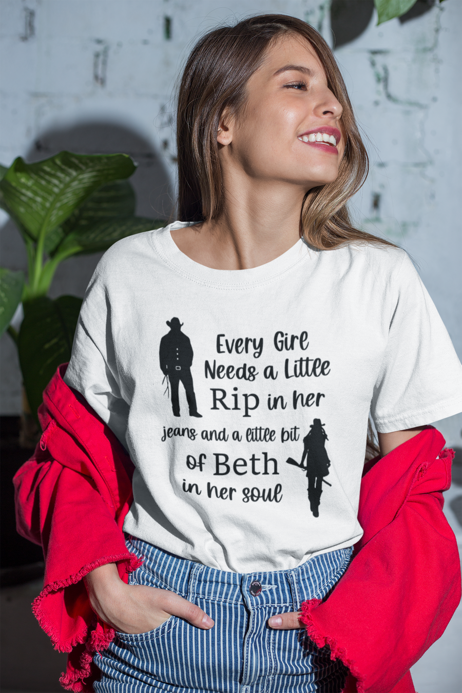 Every Girl Needs a Little Rip in Her Jeans and Beth in Her Soul (From Yellowstone) Adult Tee