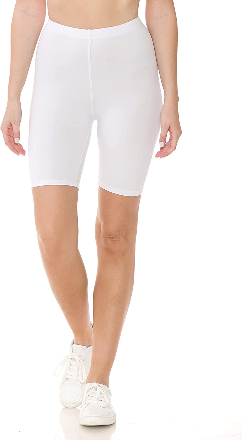 White High-Waisted Biker Shorts